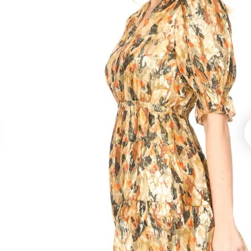 BASH BA&SH Silk lurex dress with print Gloria | yellow | MEDIUM - Picture 4 of 14